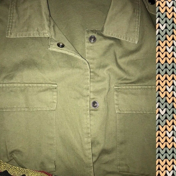 SHEIN GREEN COTTON JACKET W/SOUTHWEST SLEEVES~LARG - Picture 5 of 5